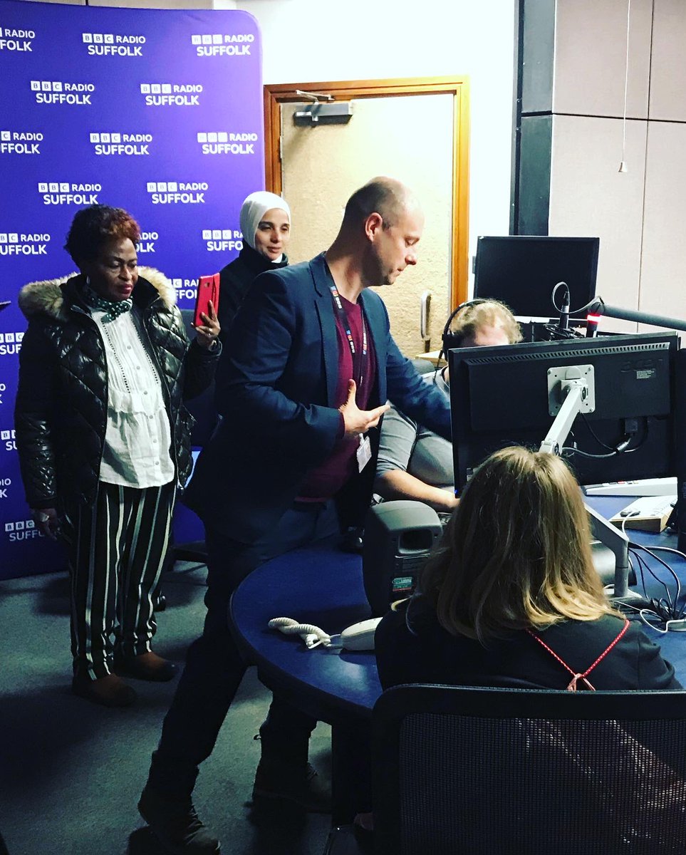 Caddy__T's tweet photo. 📻Awesome learning session with #w2wradio group - @FFS1future starting at @thehiveipswich and spending brilliant time with John in the studio, Cecilia only joint today and she was in the hot seat at @BBCSuffolk learning the desk. Can’t wait to see where this women head to next!📻 https://t.co/HKJW5Gqiwc