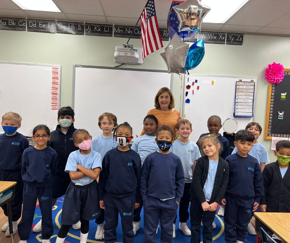 ColumbiaAcadMD's tweet photo. Congratulations to our amazing 1st grade #teacher, Mrs. Wellen, for being our October #CheerstoPeers winner! Mrs. Wellen consistently displays our #corevalues of Pursue #Excellence and being Committed to our #Community. 
#hocomd #columbiamd #bhfyp #k12 #prek #preschool #education https://t.co/yTEAHFTVHp