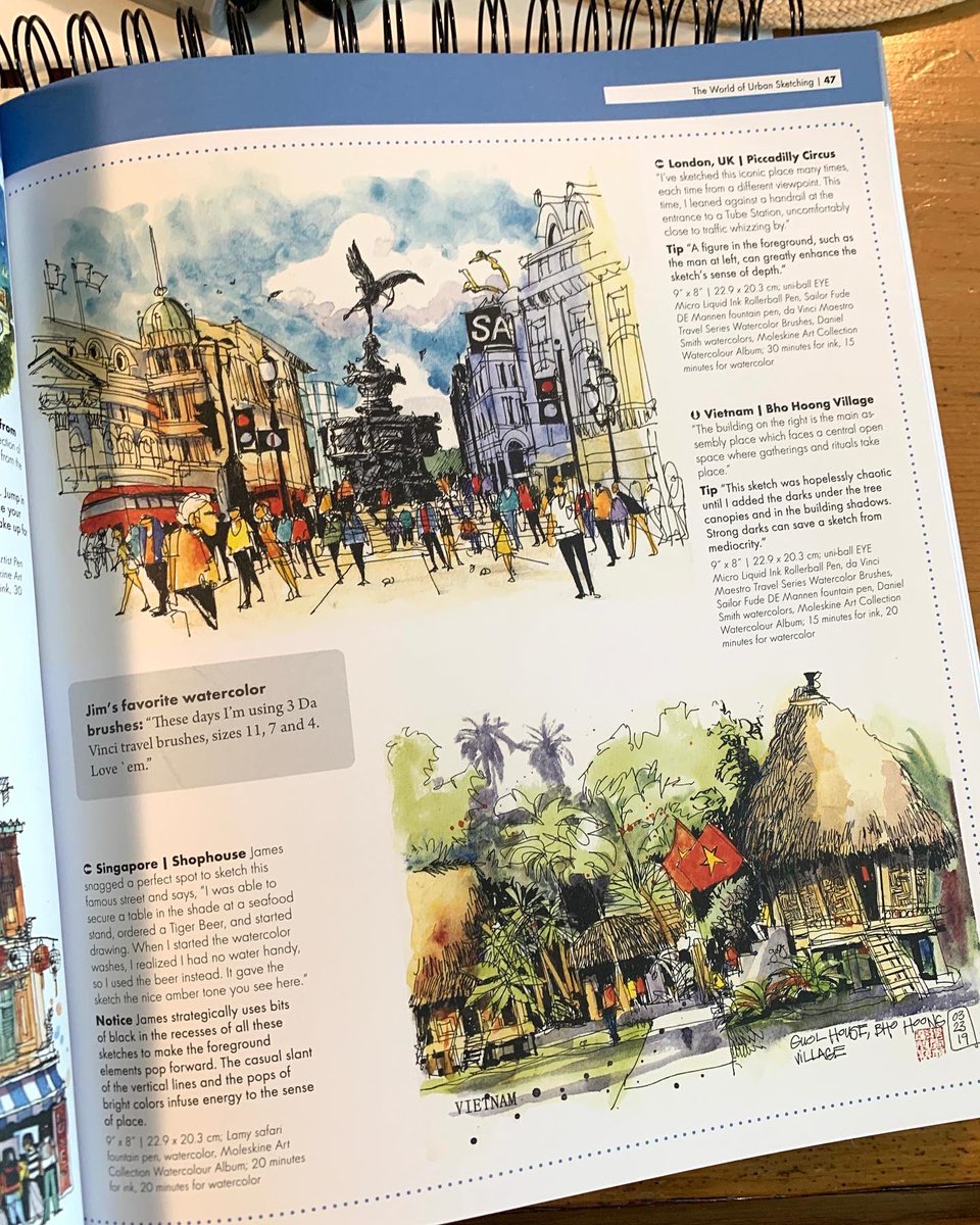 Stephanie Bower’s brand new book, The World of Urban Sketching, arrived today. It’s an astounding job of capturing the breadth of the movement, while uncovering and sharing a mind-boggling depth of imagery, insights, tips and personal stories. My 2-page feature is shown here.
