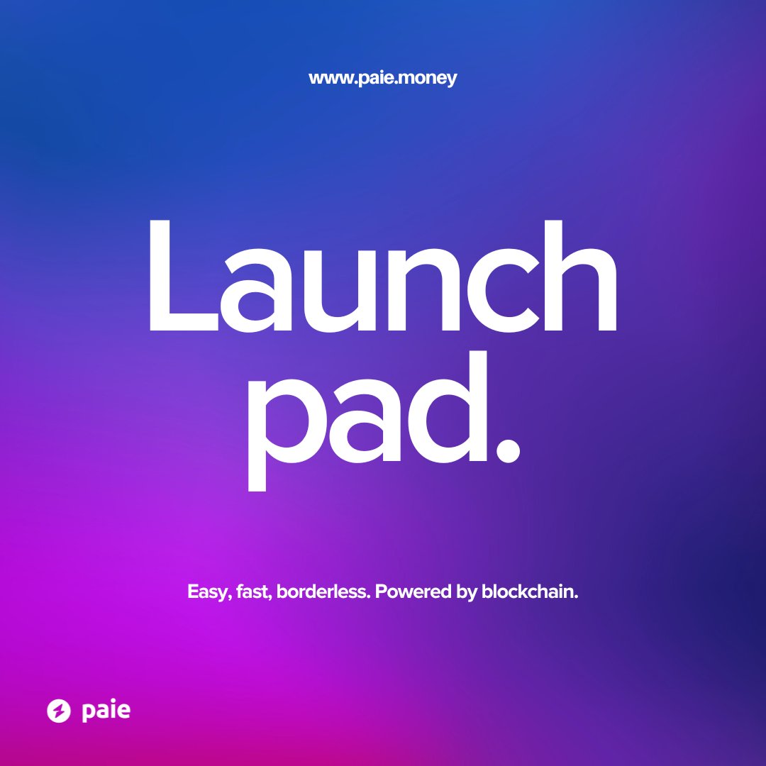 paiemoney's tweet photo. Fast, low-cost &amp; borderless payments powered by blockchain and built for anyone to access. Join the Paie Launchpad to get started 🦄 https://t.co/pPxpHiUFxc https://t.co/58ibCWMo5a