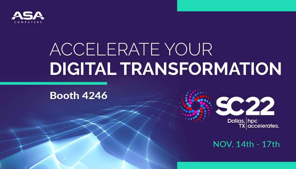 ASAComputersInc's tweet photo. Join ASA Computers at #SC22 booth 4246 in Dallas from 11/14-17.  Come and see our incredible showcase of products in HPC and more!  Set up a meeting with our technology solution experts today to get a free pass. https://t.co/3ugFssWmgF

#HPC #AI #immersioncooling #datacenter https://t.co/XL8QO5oMQl
