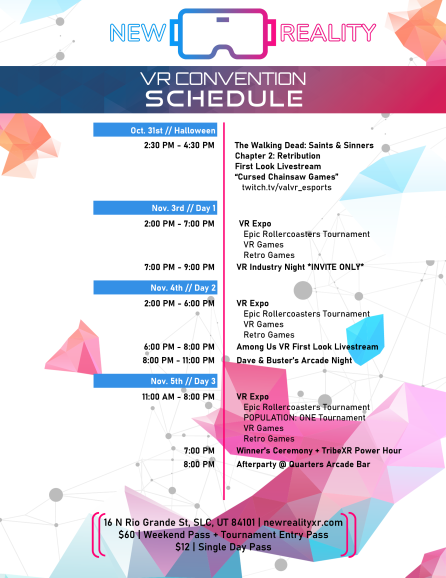 _VAL_VR's tweet photo. 💥New Reality VR Convention Schedule 2022💥

Don’t miss out on📸 Creator Exhibitions,🎮VR Esports Events, 👾Arcade Night, and more! 
Follow us to keep you updated! 👈

Haven't got your tickets yet? Go get them NOW! 🎟️ #AmongUs #VR #VALVR #NewRealityVR #VRConvention https://t.co/GQZiL3oLjg