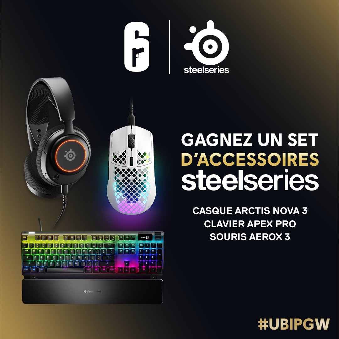 Rainbow6FR's tweet image. Envie d’améliorer votre setup pour jouer à Rainbow Six Siege ? 👀
 
Pour tenter de gagner ce pack incroyable @SteelSeries :
✅ Follow @Rainbow6FR
✏ Commente avec #UbiPGW 
 
🎁 RDV vendredi et dimanche pour gagner plus de cadeaux en jouant sur scène à la PGW !
 
T.A.S. le 07/11