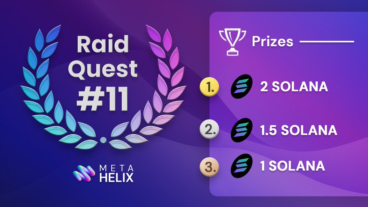 metahelixio's tweet photo. Time to win some $SOL

Participate in @metahelixio Raid Quest #11

https://t.co/R6G6lCFQB1 https://t.co/cQ2q1TiGqZ