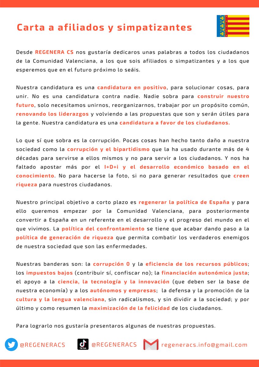 REGENERACS's tweet photo. 🚨Fechas clave para el futuro de @CiudadanosCs :

1⃣Asamblea Refundacional General Extraordinaria (ARGE): Enero

2⃣Primarias  #compromisarios para ARGE: por anunciar

3⃣Primarias autonómicas a la Comunidad Valenciana: después de ARGE

📢Presentamos nuestra candidatura a 2⃣y3⃣ 🫶 https://t.co/4XxbRwmcjf
