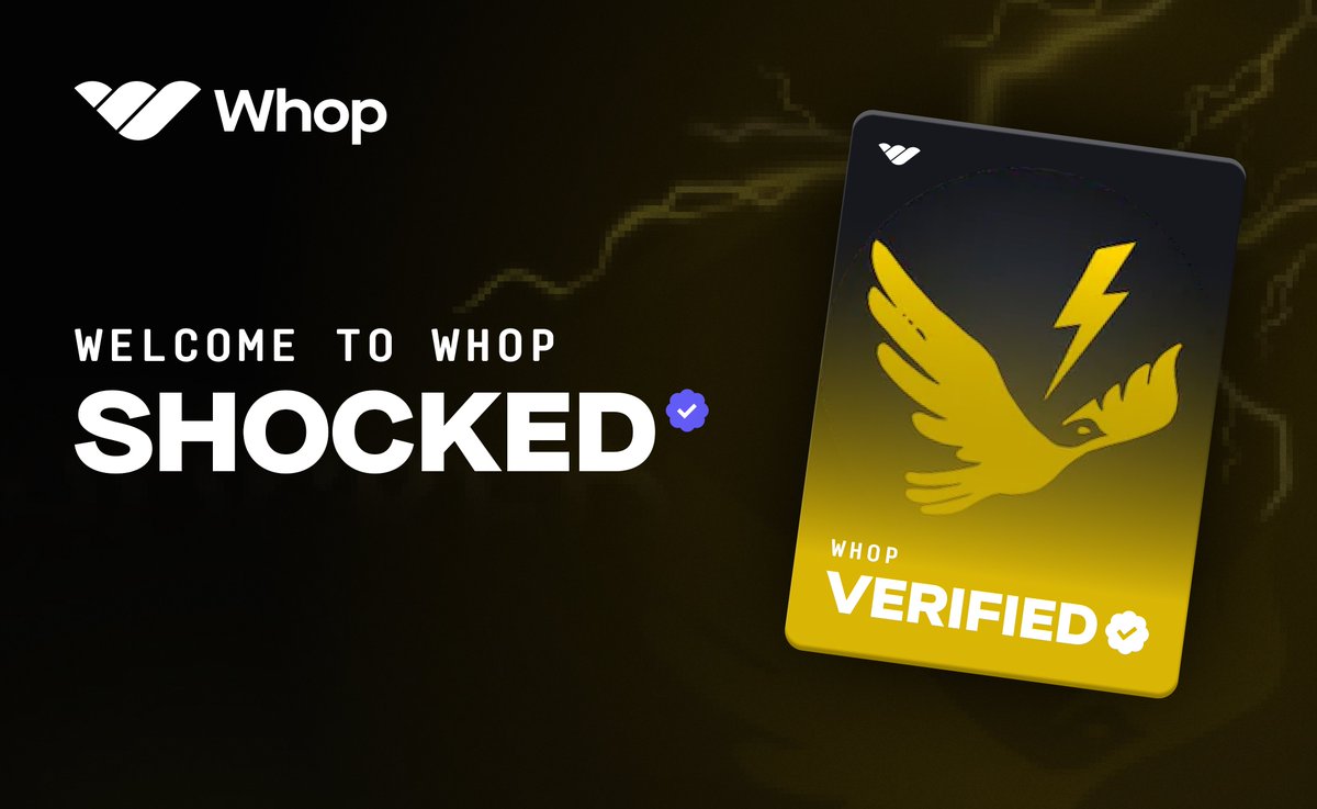 We're excited to announce <a href="/Shocked/">Shocked</a> is now a verified partner on Whop 🥳 

Safely join Shocked today - whop.com/shocked

We're giving away three FREE 30-day Shocked memberships to celebrate! 

Like + Retweet for a chance to win! ⚡️