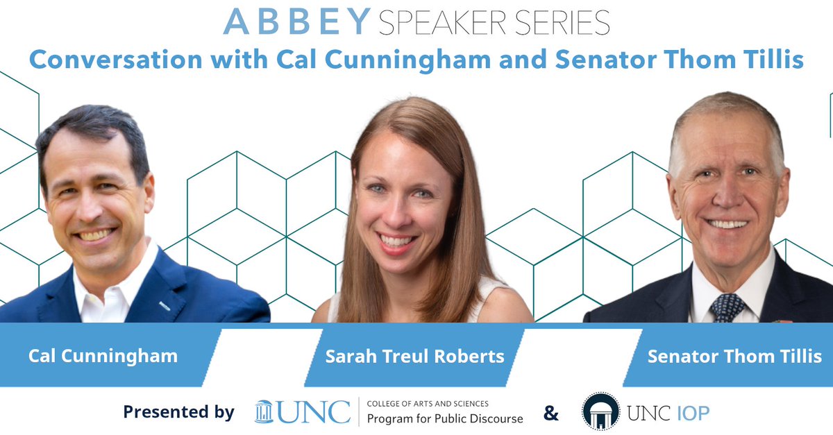 UNCPPD's tweet photo. PPD is excited to welcome Cal Cunningham and @SenThomTillis to UNC next Thursday for a conversation on building friendships across the political divide.

Register for this event at https://t.co/Koe2MovuSO https://t.co/shLd75VXvP