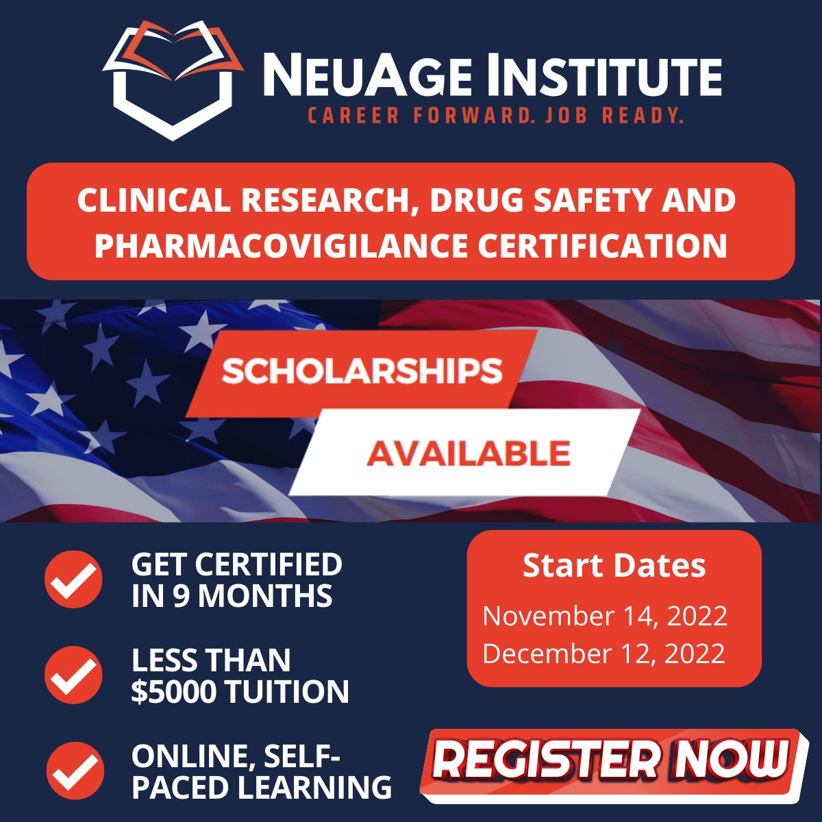 Get started on your pharmaceutical dream with NAI's easy, self-paced and online certificate courses.

Click the link below to register now!
neuageinstitute.com/certificate-pr…

#pharmaceutical #clinicalresearch #pharmacovigilance #drugsafety #students #regulatoryaffairs #qualityassurance