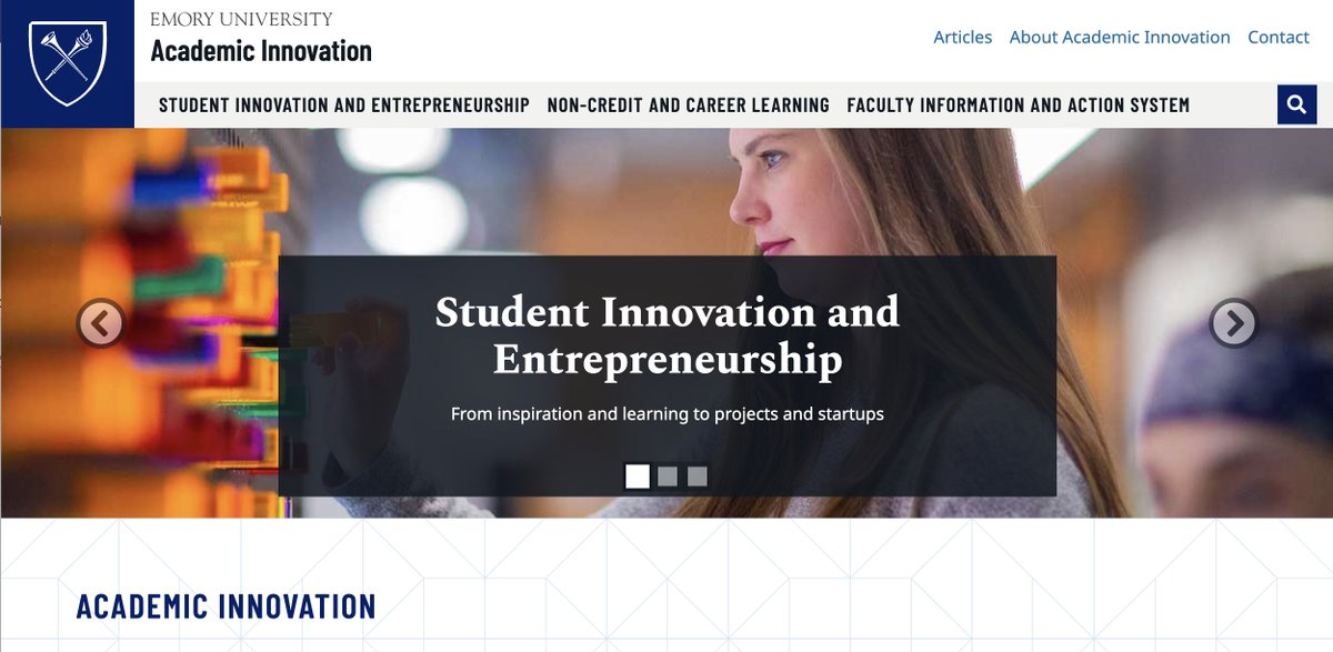 EmoryInnovation's tweet photo. Academic Innovation works with changemakers across Emory University to explore new ideas, to learn new skills and ways of working, and to harness the power of innovation and entrepreneurship. Learn more: https://t.co/eE9r45hqYb https://t.co/KRNVuHTTl9