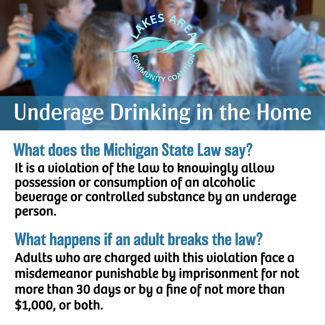 Underage Drinking in the Home... What you should know in the State of Michigan🚨✋

For more resources 👉 bit.ly/LACCResources

#LakesAreaCommunityCoalition #PreventionEducation #UnderageDrinkingLaws #UnderageDrinking #AdultResponsibility #StopUnderageDrinking #KnowTheLaw