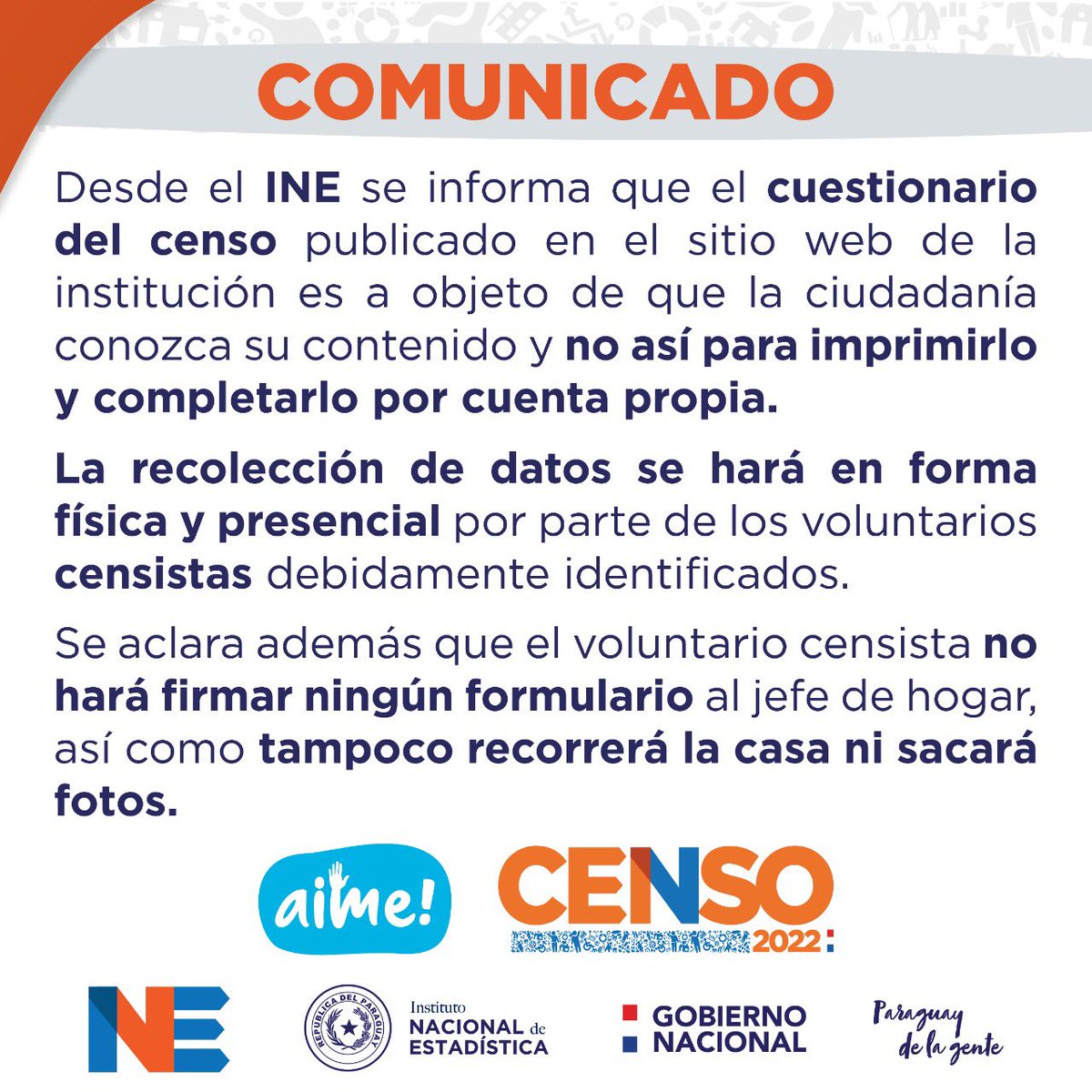 Aclaración importante sobre el operativo censal del 9 de noviembre