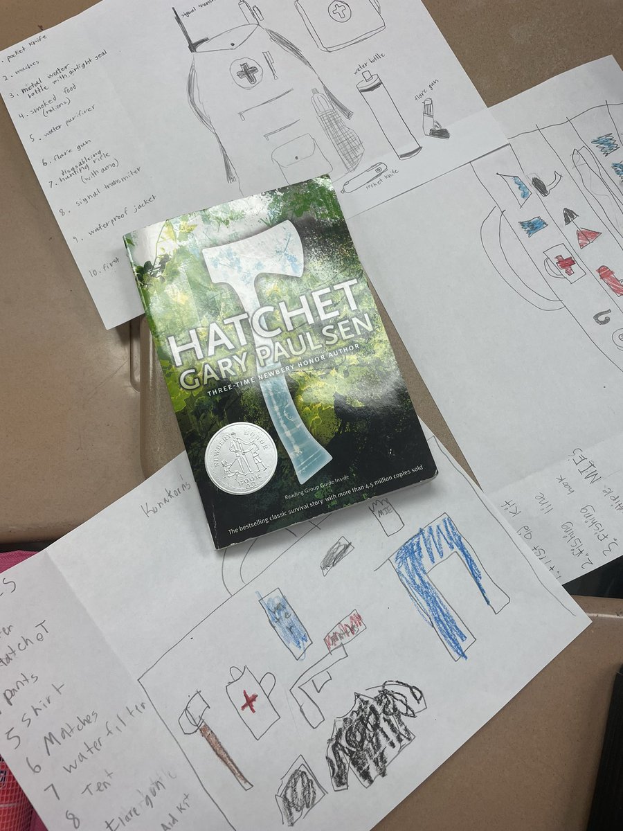 mchristensen55's tweet photo. We are drawing survival kits as we prepare to read “Hatchet” by Gary Paulson. @OliveChapelElem https://t.co/jyQgY38BVp