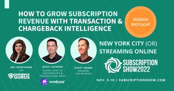 ChargebackGurus's tweet photo. 1 WEEK LEFT to go! At #SubShow22, Nov. 9-10, you'll hear from experts Srii Srinivasan of Chargeback Gurus, Jesus Luzardo of Vindicia & Scott E Adams of CNPMentors on utilizing #chargeback intelligence to its full potential.
Register https://t.co/aOHjz2OprF #SubscriptionShow22 https://t.co/qhh7atfu5u