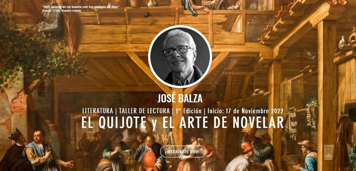 GonzaloMJimenez's tweet photo. El escritor José Balza dictará a partir del 17 de noviembre el Taller de Lectura 'El Quijote y el arte de novelar'. Es un taller online organizado por la Academia de Autor @academiadeautor. Aquí todos los detalles: https://t.co/MuRHow3lHx https://t.co/8JiKB9f7D8