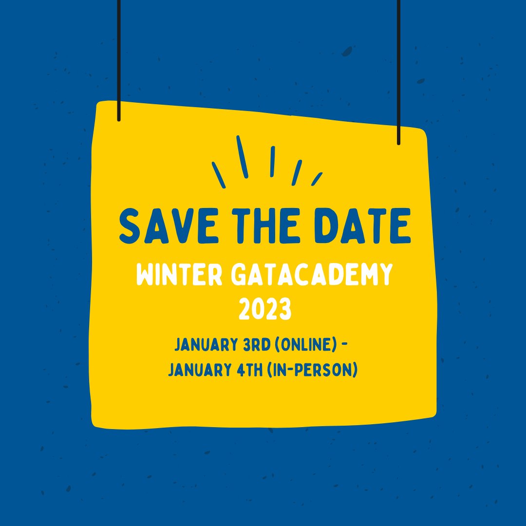 SAVE THE DATE

Winter GATAcademy 2023 will be a two-day event which will be held on January 3rd and 4th. Workshops are scheduled all day from 9:00 a.m. - 2:30 p.m.

ctl2.uwindsor.ca/workshops/148/…

Stay tuned for more details!