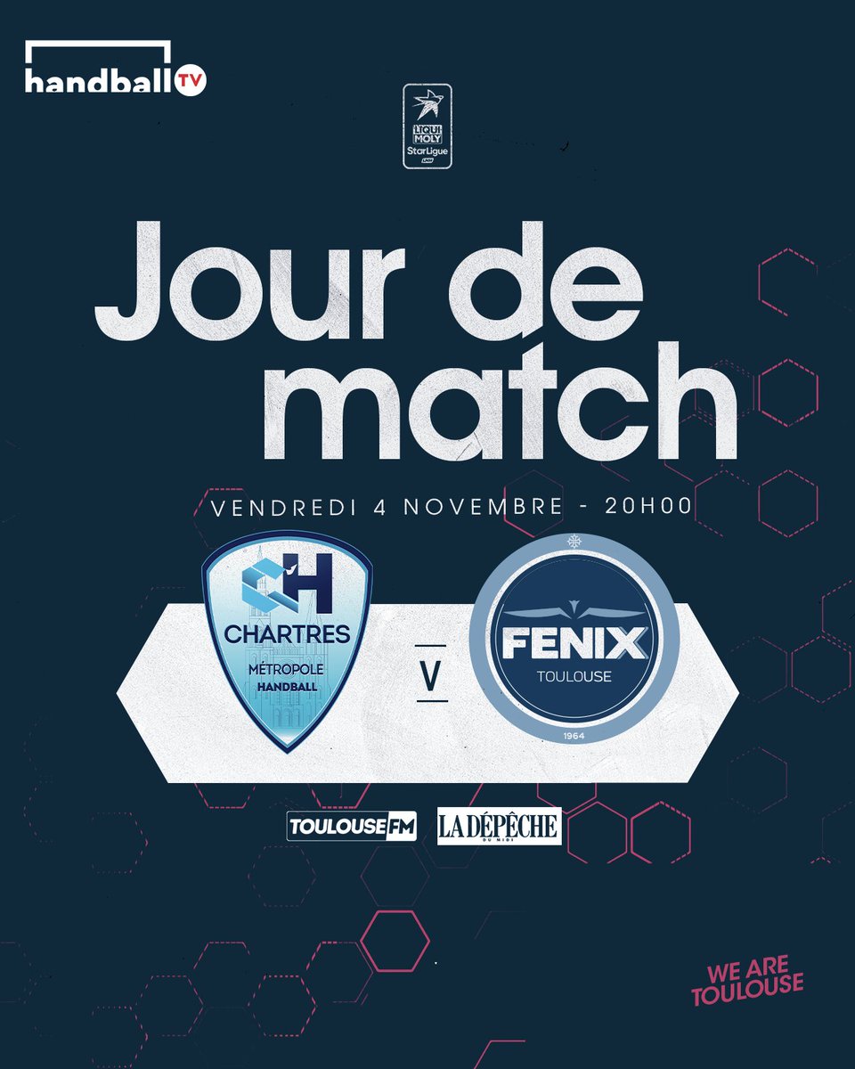 FENIX_HB's tweet photo. 𝐉𝐨𝐮𝐫 𝐝𝐞 𝐦𝐚𝐭𝐜𝐡 ⚔
🆚 Chartres 
🕑 20H00
📍 Chartres
🏆 LNH - Ligue Nationale de Handball   #CHAP8
🖥 https://t.co/hJPkw5PWk2
👍 Un like = Un soutien pour le FENIX 
#WEARETOULOUSE https://t.co/WYMmGy8Uhf
