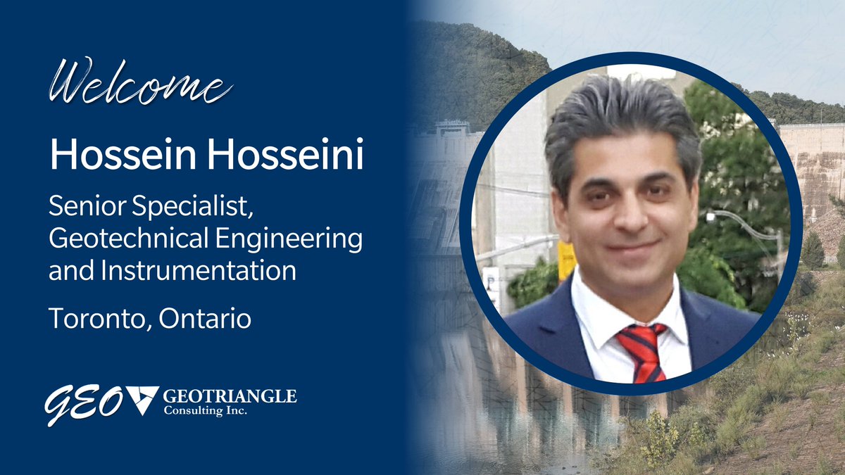 GeoTriangle_Inc's tweet image. We are delighted to welcome new senior staff to our Toronto office. Hossein Hosseini is a new senior specialist in geotechnical engineering and instrumentation. He has more than 20 years of experience in the geotechnical field.

Great to have you, Hossein, as part of our team!