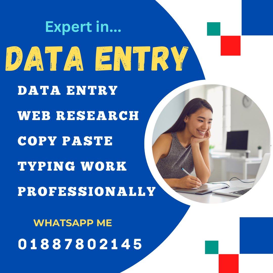 Salaudd23713016's tweet photo. Data entry is inputting data or information into a computer using input devices, such as a keyboard, scanner, disk, and voice.
#DataEntry
#DataEntryCompanies
#dataentrywork
#virtualassistant
#webresearcher
#copypaste
#Manualtyping https://t.co/gqUkusVWHY