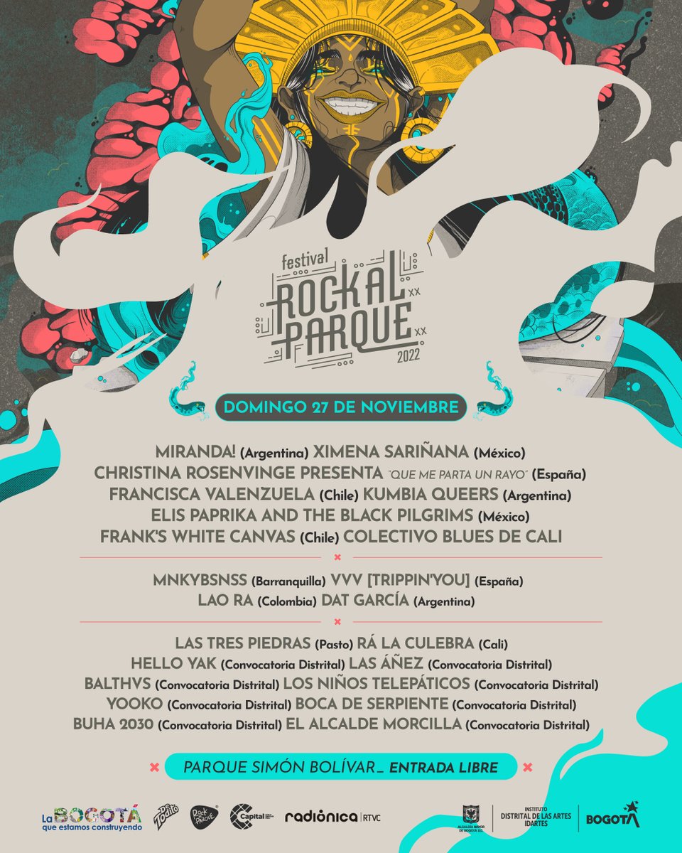 rockalparquefes's tweet photo. 📢 Tenemos listos todos los poderes para vivir 4 días de programación en ¡Rock al Parque, el festival de Bogotá!🤟🏽😎

Nos vemos en el Parque Metropolitano Simón Bolívar, 26 y 27 de noviembre, y 3 y 4 de diciembre en #RockAlParque2022 🌳🍃🎤🎸💥😈

📍https://t.co/Hmsr8os8yd https://t.co/28ZJHdNTHh