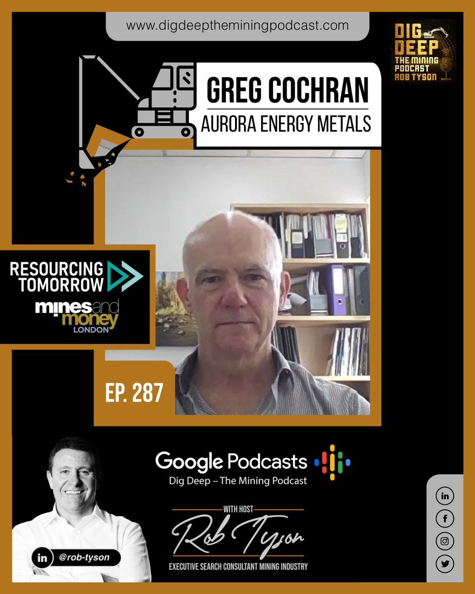 digdeep_mining's tweet photo. **NEW EPISODE ALERT**

👨Greg Cochran
💼MD
🏢Aurora Energy Metals

📺 Watch on Youtube:
https://t.co/113QsSKevK

Happy Mining!
 
#DigDeepTheMiningPodcast #Mining #MiningPodcast #Podcast #AuroraEnergyMetals #Aurora #Australia #Oregon https://t.co/AaxpfVBPpH