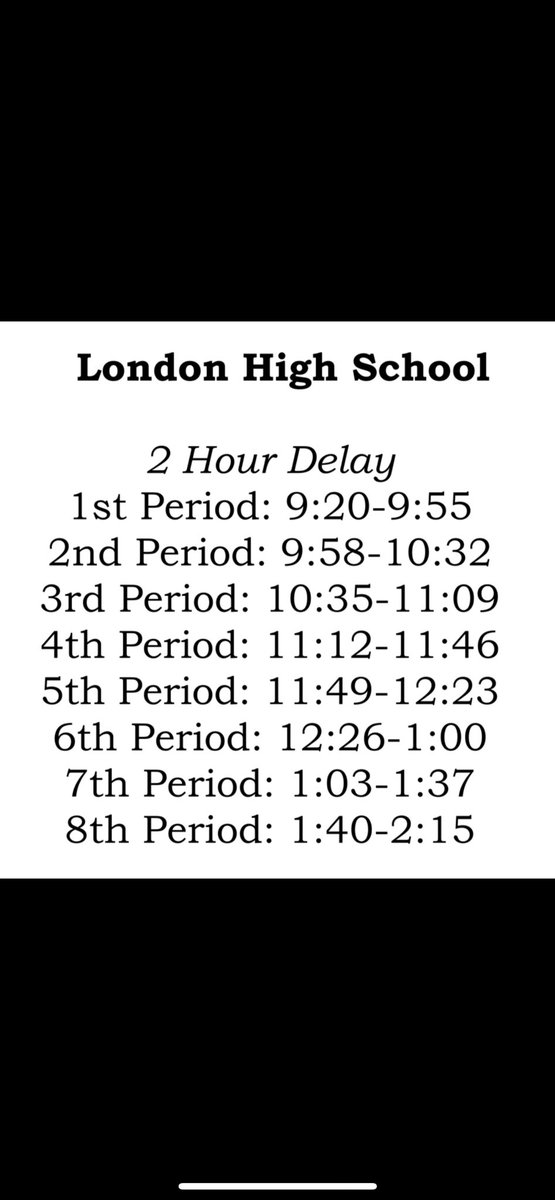 LHS_Now's tweet photo. Todays 2-hour delay schedule! https://t.co/nlqXBKSBZV