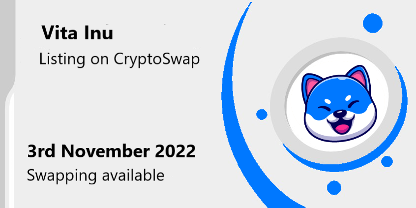 CryptoDevelopm3's tweet photo. We have added @VitaInuCoin $VINU to #CryptoSwap happy trading 
https://t.co/lCkGQbKj3e https://t.co/riH4jwjQSz