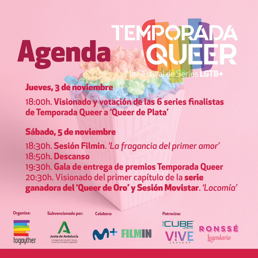 Si eres tan seriéfilx🎞 como nosotrxs, no puedes perderte #HOY la proyección 📽de las seis #series finalistas de la tercera edición de #TemporadaQueer🌈 en el Espacio Santa Clara a las 18h. #Sevilla #SeriesLGTB