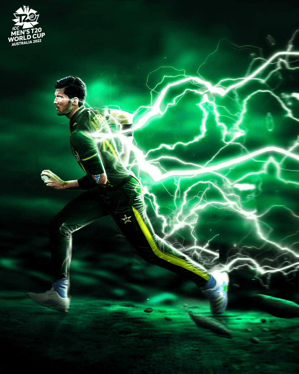 ICC's tweet photo. The lightning pace of Shaheen Shah Afridi ⚡

His spell of 3/14 against South Africa helps Pakistan stay alive in the #T20WorldCup 👏

#PAKvSA https://t.co/ZvVWDrXEiv