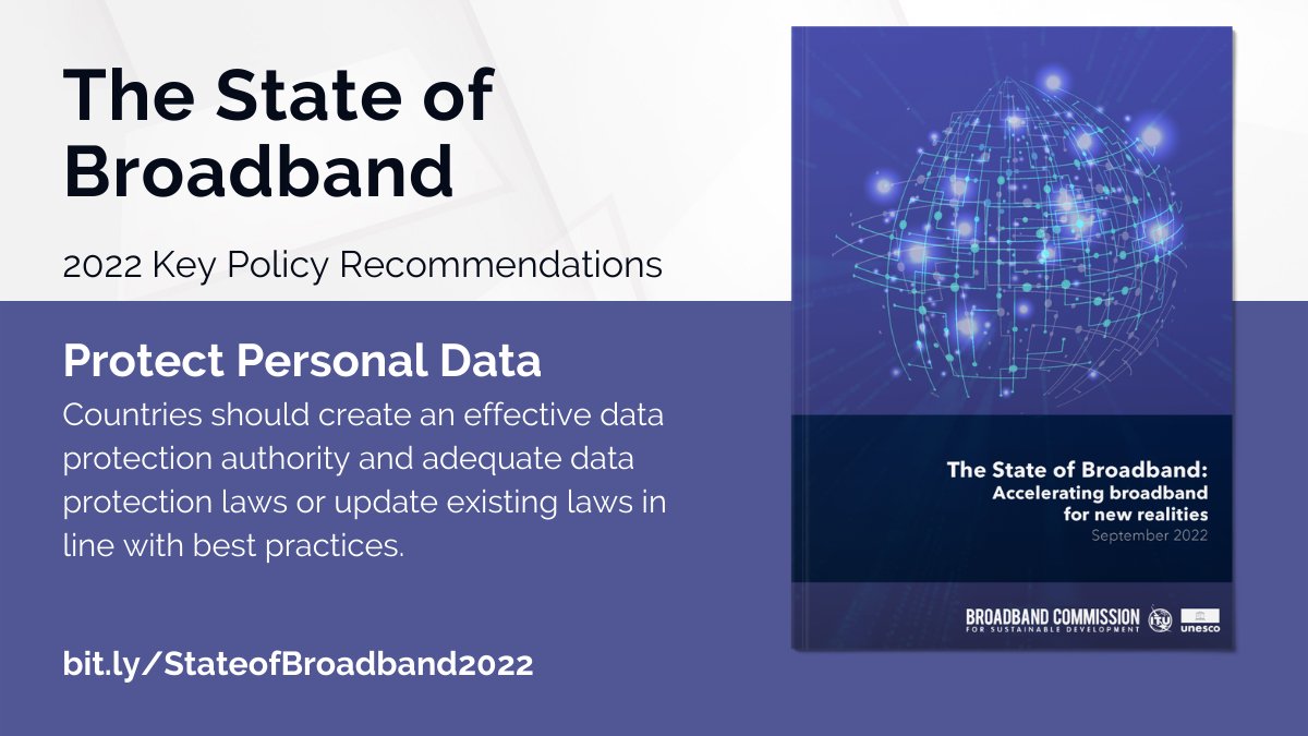 UNBBCom's tweet photo. As #Internet use continues to rise globally, protecting personal information and users is increasingly critical.
See the @UNBBCom policy recommendations for #onlinesafety and #safeinternetuse in the 2022 #StateofBroadband Report https://t.co/APrJmboPgH https://t.co/xFpwHulWWA