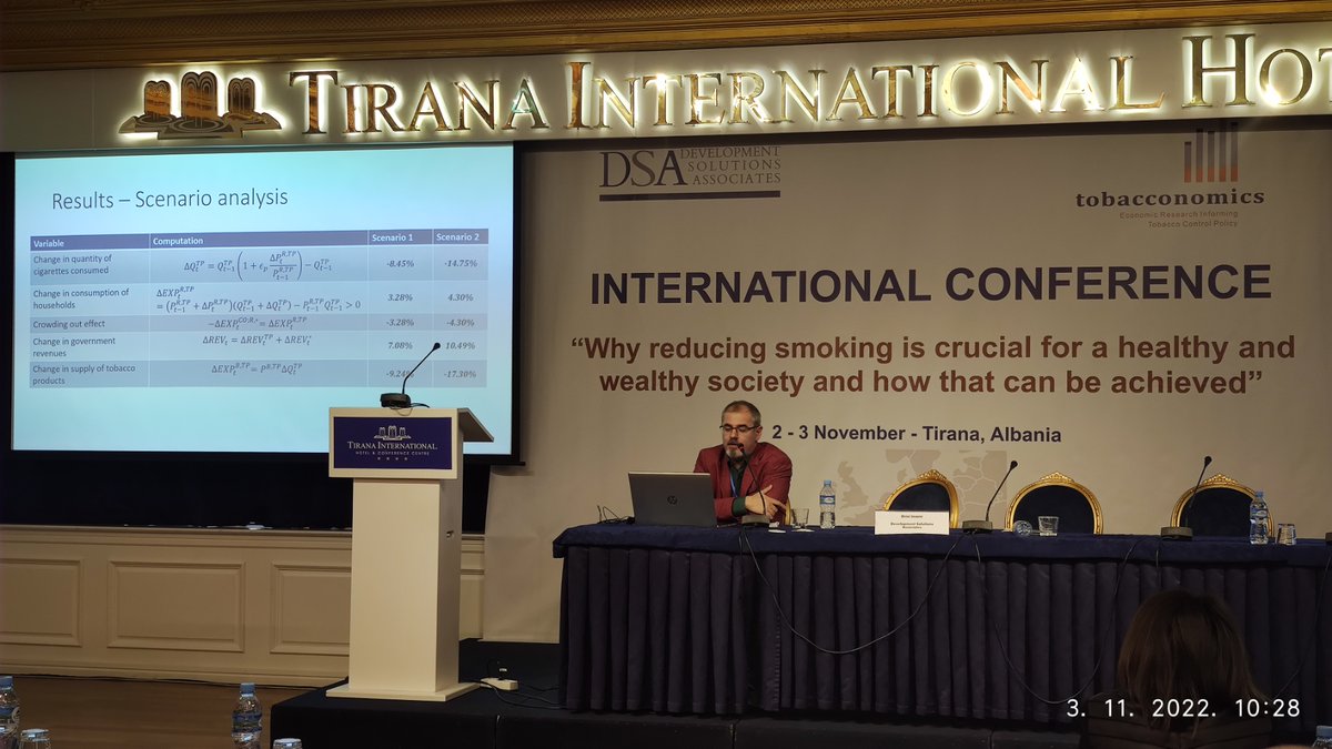 An insightful presentation on the #Macroeconomic impact of the #tobacco tax in #Serbia based on I-O analysis delivered by Aleksandar Zdravković at the #International conference on #tobaccotax organized in Tirana by <a href="/DSA_Albania/">Development Solutions Associates</a>.
@Tobacconomics <a href="/tobaccotaxation/">IES Tobaccotaxation</a>