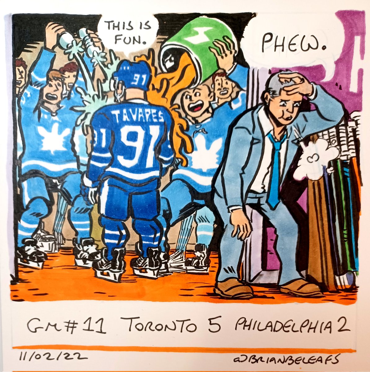 BrianBeLeafs's tweet photo. Game #11. Toronto 5 V Philadelphia 2. #TorontoMapleLeafs #LeafsForever #LeafsNation #GoLeafsGo #JohnTavares #JohnnyToronto #JohnnyHatTrick #MarkGiordano #MichaelBunting #SheldonKeefe #OshawaGenerals https://t.co/PbGRqAwaM8