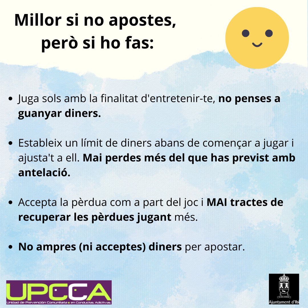 upccaIbi's tweet photo. El #Atzar no és un #Joc 
📌 #ApostaPerTu
💊 Píndola Informativa de les UPCCAs en Xarxa 
🔎 Com saber si tinc un problema amb les #Apostes ⁉️
🔎 Causes i símptomes de les Apostes En línia ⁉️ 
🔎 Llig amb atenció
#UPCCAsEnXarxa @upccaIbi @ayuntamientoibi @EPfacultades @ua_alcoi https://t.co/nsXOybQHen