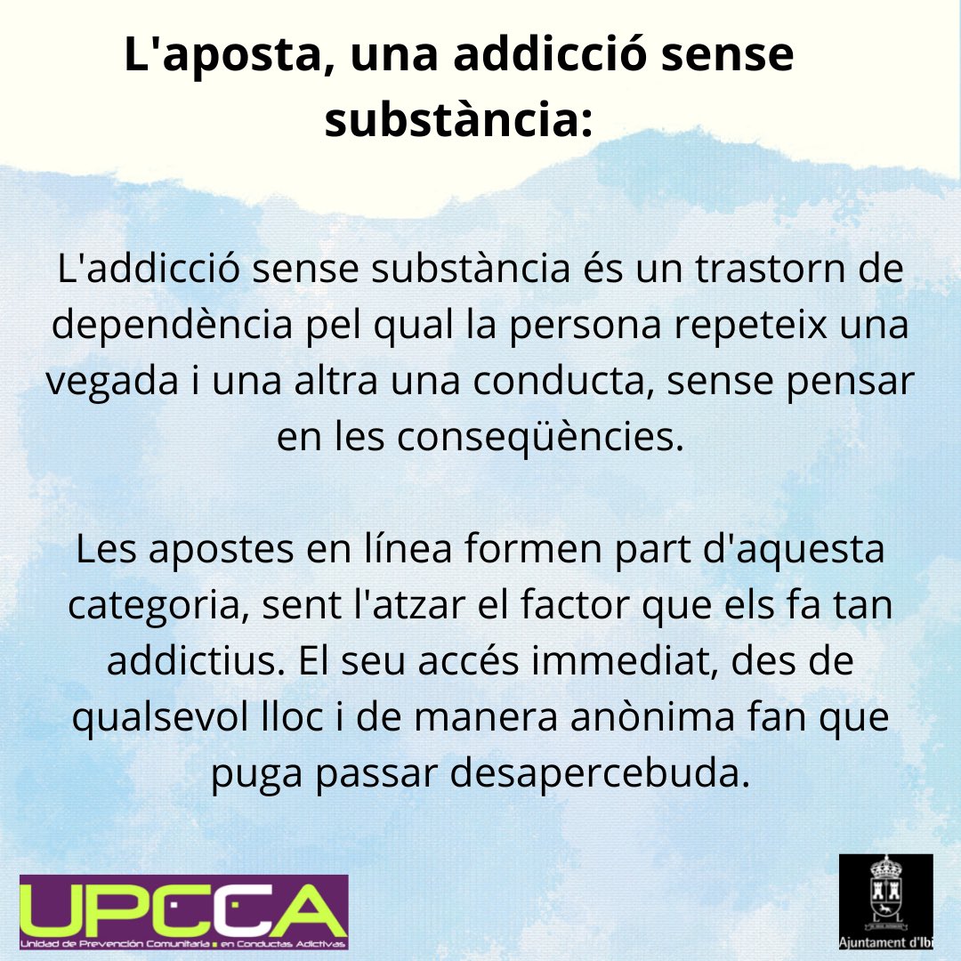 upccaIbi's tweet photo. El #Atzar no és un #Joc 
📌 #ApostaPerTu
💊 Píndola Informativa de les UPCCAs en Xarxa 
🔎 Com saber si tinc un problema amb les #Apostes ⁉️
🔎 Causes i símptomes de les Apostes En línia ⁉️ 
🔎 Llig amb atenció
#UPCCAsEnXarxa @upccaIbi @ayuntamientoibi @EPfacultades @ua_alcoi https://t.co/nsXOybQHen