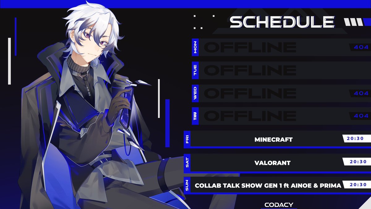 CodacyKai's tweet photo. SCHEDULE <3

Lịch của tuần này nhé các Kaddy <3

#kaicodacy
#codacyvtuber
#kaddy https://t.co/DE1WLZcWsy