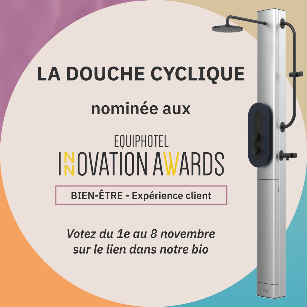 IlyaTechTLS's tweet photo. La #douchecyclique et le #capteurILO nominés aux #InnovationAwards d'@Equiphotelparis ! 🎉
🗳️ Soutenez nos produits en votant pour le capteur ILO sur https://t.co/d7lcleNFXe
📍Venez nous rencontrer sur le stand PAV. 7.3-J10 : https://t.co/kzleqFBoou
#equiphotel #equiphotel2022 https://t.co/dcEhChokT7