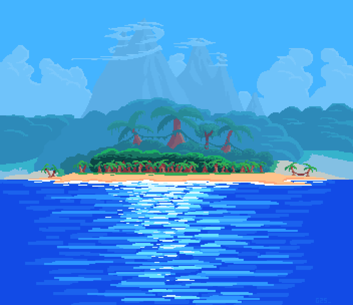 Unknown Land - by me <a href="/Gnegni25/">Gnegni 25</a> 

#pixelartwork #pixelartist #sea #landscape #beach #mountains