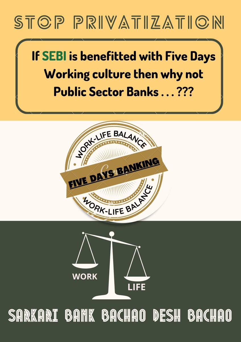 AUCBO_Tamilnadu's tweet photo. #5DaysBanking

This residual issue needs to be settled as it will save lives of many by ensuring #WorkLifeBalance

#5DayBanking
#regulatedworkinghours

@DFS_India 
@FinMinIndia 
@PMOIndia 
@mkstalin 
@AIBOACOD 
@ChairmanIba https://t.co/3DoiEzuAge