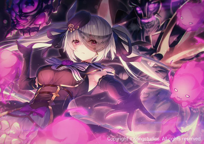 ガーディアンテイルズ様公式アカウント()にてハロウィン記念に「ネクロマンサー ノクシア」のイラストを1枚描かせていただきました〜!#ガーディアンテイルズ #ガデテル 