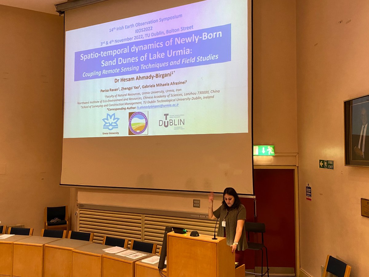 And of course, @afrgaby, #IEOS2022 Chair, briefly presenting her work on the assessment of #spatiotemporal dynamics of newly-born sand dunes using #remotesensing and #field data