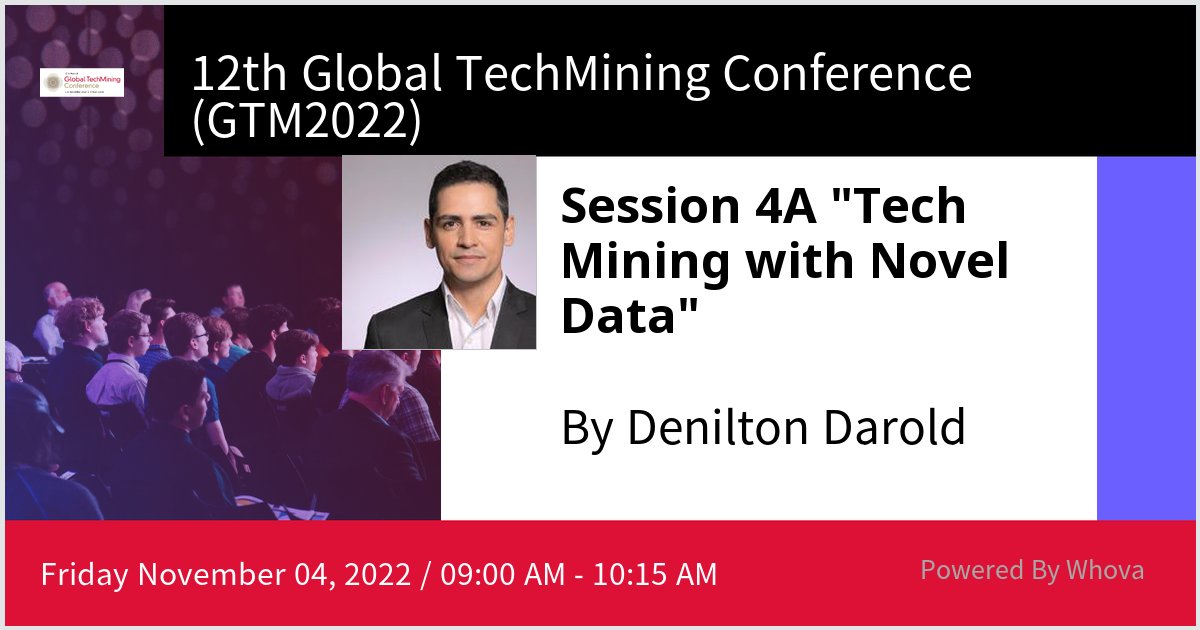 I am speaking at 12th Global TechMining Conference (GTM2022). Please check out my talk if you're attending the event! #GTM2022 - via #Whova event app