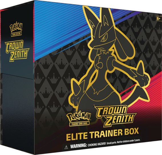 switchstock's tweet photo. Crown Zenith Elite Trainer Box featuring Lucario revealed https://t.co/1fFUXpOqH0