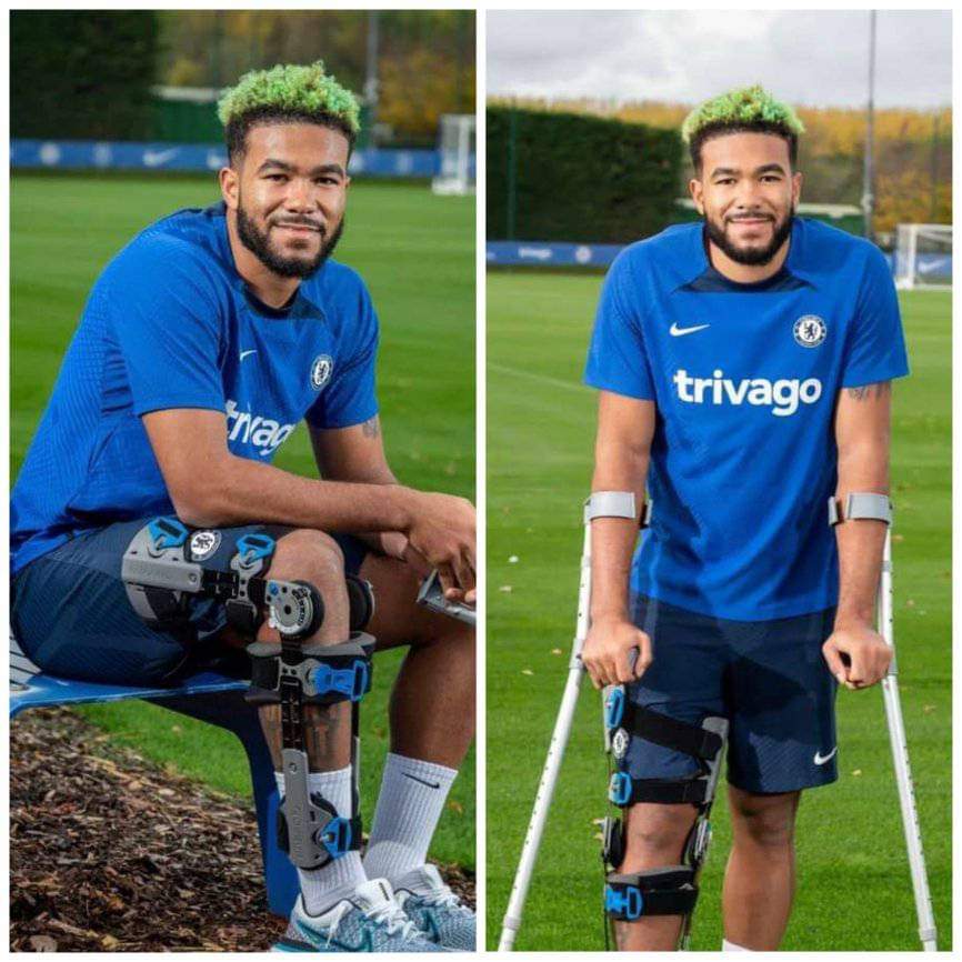 whatsappblog9ja's tweet photo. No Chelsea FC fan will pass this post  without wishing him a speedy recovery.🙏⚽💙🏆

Get well soon Reece James 💪🔵😍🔵💪 https://t.co/SxXnQkpRps