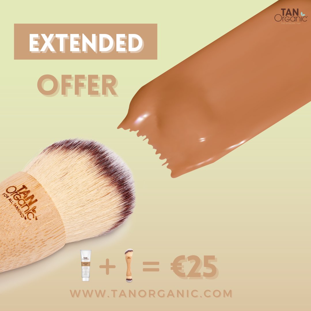 ✨EXTENDED OFFER✨ Buy our Instant Tan and BFF Brush for only 25!! Worth €54.98. Available on our website. Shop here: tanorganic.com #veganskincare #tanorganic #ethical #ecofriendly #goldenglow #skinhealth #specialoffer