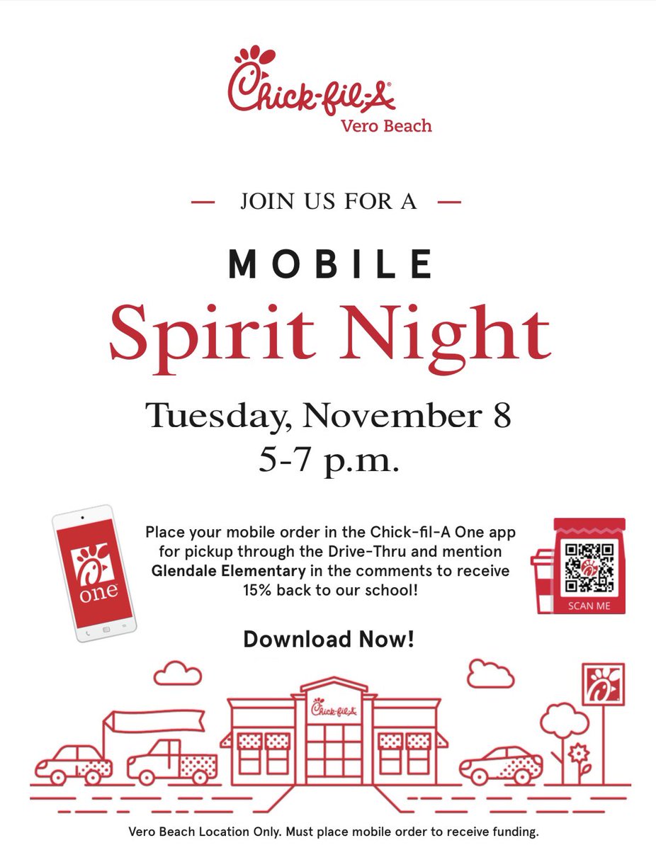 Come out to support our school PTA at our Chick-Fil-A spirit night!