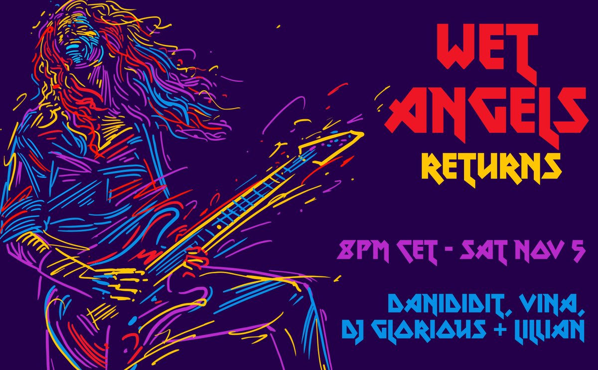 danididit3dx's tweet image. Join us this Saturday Nov. 5 2022 for the return of #Wet_Angels! I as well as DJs Vina, Glorious and Lillian will be bring the best in rock and metal starting @ 8pm CET/3pm EDT!