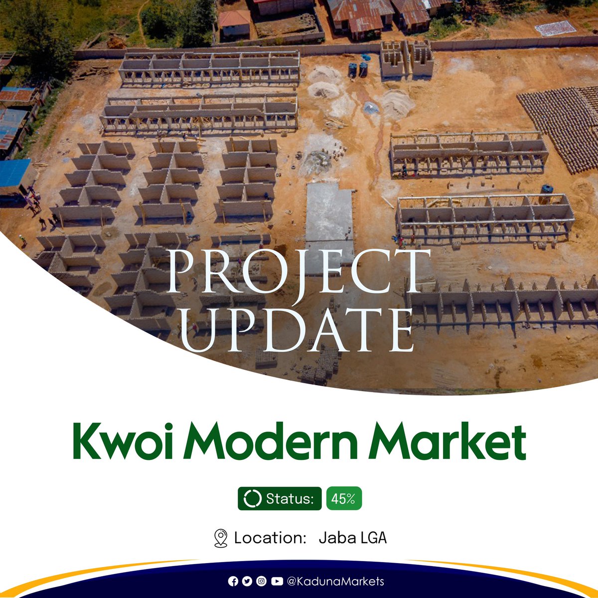 KadunaMarkets's tweet photo. PROJECT UPDATE: Kwoi Modern Market, Jaba LGA
Status: 45% Complete
Item of Work: All substructure works have been completed. The project is currently at superstructure level
@tnandul @YemieBakare @GovKaduna Gov @elrufai #Shopsforall https://t.co/NvVVY2Y1W7