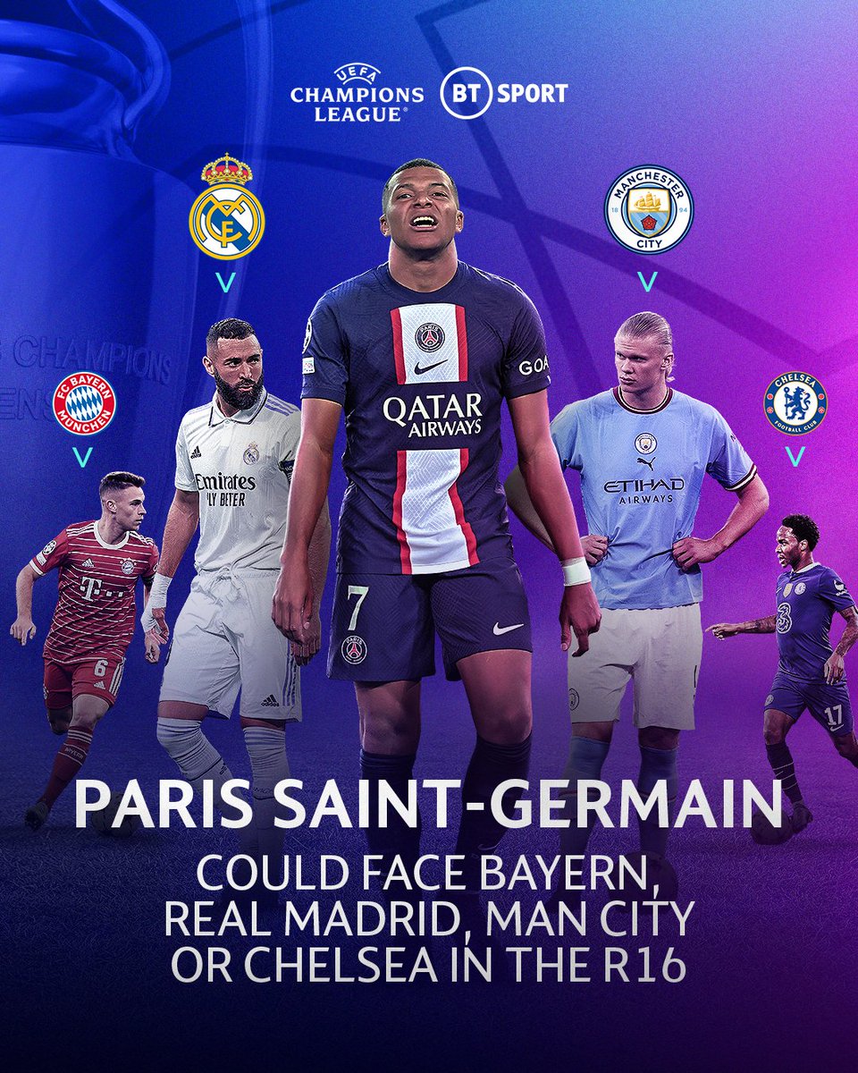 footballontnt's tweet photo. Just some of the teams lying in wait for PSG in the next round 😱

#UCLDraw https://t.co/lH2HeBMHFN