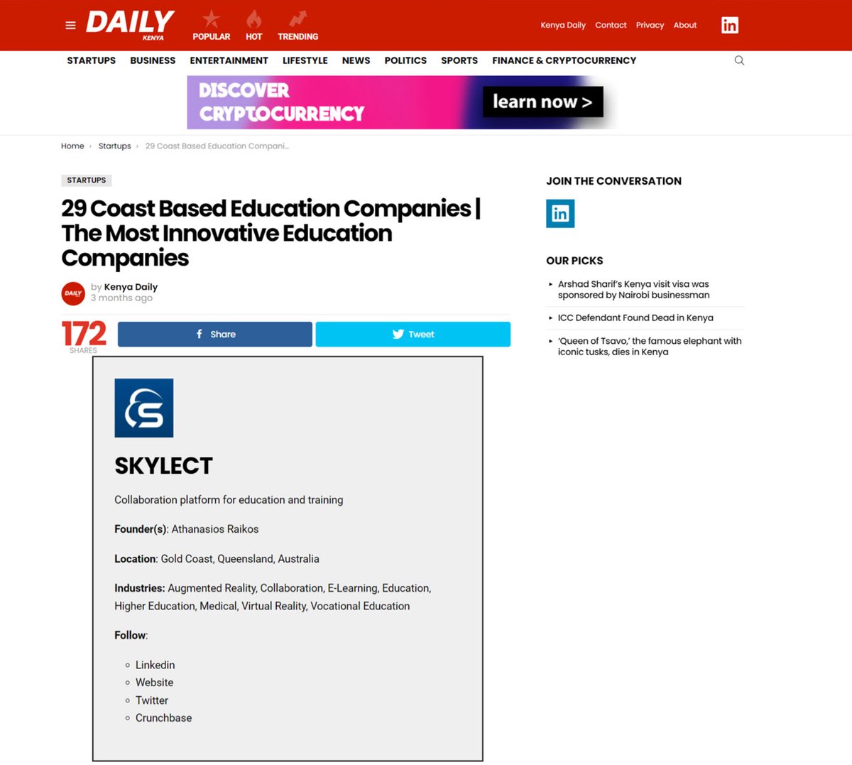 Skylect_cloud's tweet photo. https://t.co/e1MQJ93IND: SKYLECT has been included in The Most Innovative Education Companies of 2022, according to Kenya Daily.

Education is going to become an industry worth $7 trillion by 2025.
SKYLECT is already shaping the new generations!
https://t.co/jAy86mpdiS https://t.co/hHTxFdIQUH