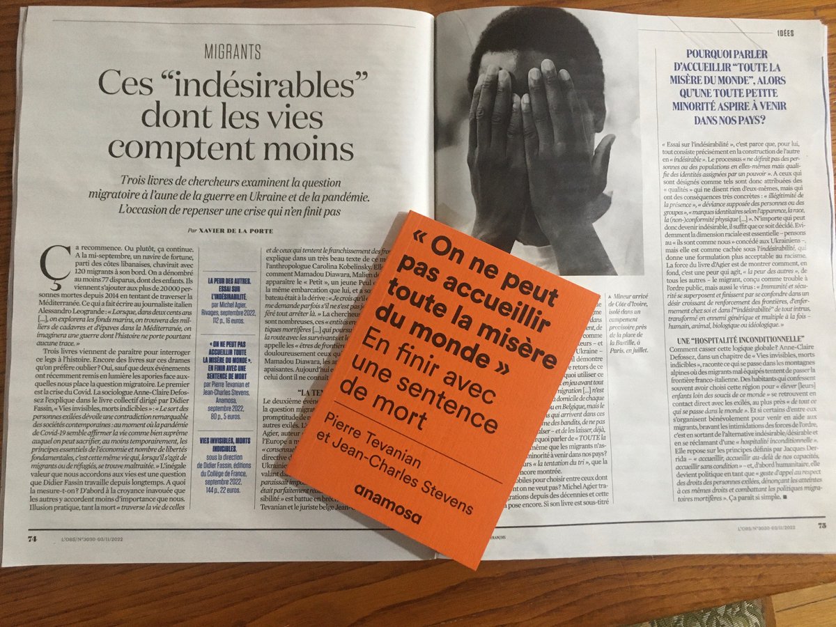 "Le livre est salutaire tant il démontre avec véhémence et précision le caractère retors de ce qui est devenu un lien commun." <a href="/xporte/">Xavier de La Porte</a> dans  un remarquable article dans @lobs  de la semaine, rassemblant 3 livres s'intéressant à la question migratoire et