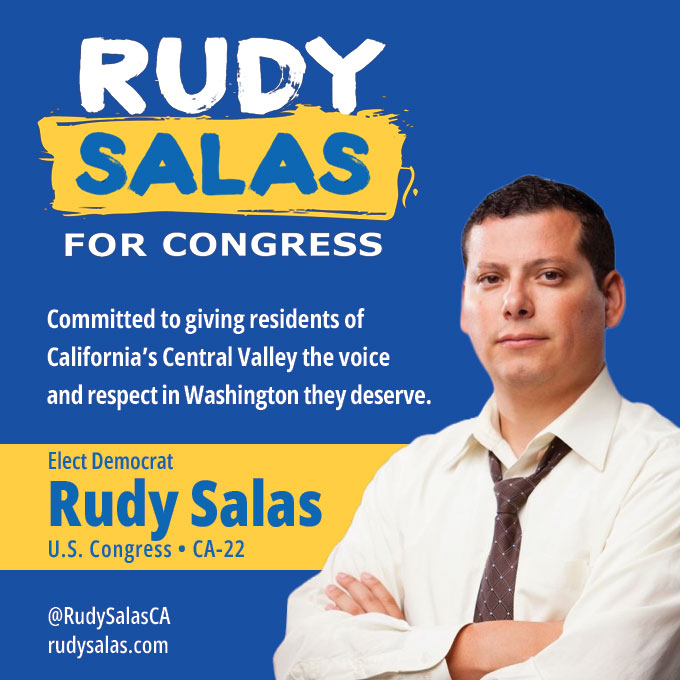 CathyHeyworth's tweet photo. Rudy Salas for US House California 22!
#VoteForSalasUSHouseCA22
#MoreBlueIn22
#ResistanceUnited https://t.co/q8IXXinmml